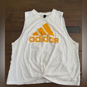 Adidas White Tank Top with Yellow-Orange Logo